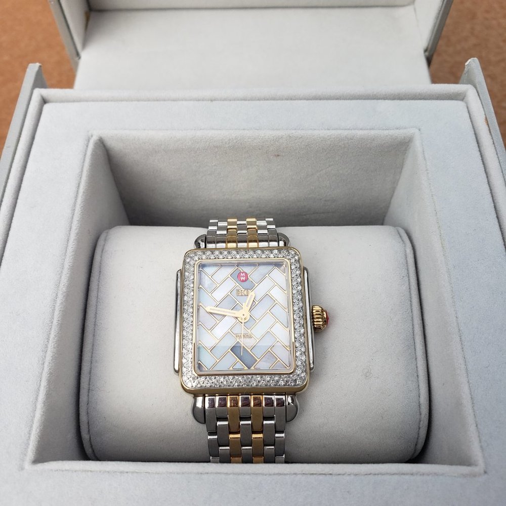 ***SOLD***  MICHELE Deco Cocoa Mosaic Watch - RARE LIMITED EDITION!